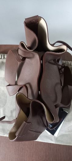 Weekend By MaxMara Falco Chocolate Brown Leather Tote with Pochette