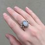Vintage Rainbow Moonstone Sterling Silver Ring(9.5 g) Image 2