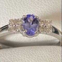 9ct White Gold Tanzanite and Diamond Engagement/Dress Ring