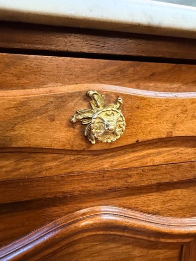 Exceptional Pair of Early 20th-Century Walnut & Marble-Top Bedside Cabinets