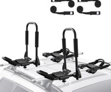 Kayak Roof Rack 2 Pairs J-Bar, Soft Roof Rack Quick Folding, Top Mount Tie Down, Carrier for kayak, Surf Board, Canoe,