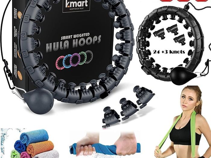 Smart Weighted Hula Hoop, Adjustable Fitness Exercise Weighted Hula Hoop - 27 Detachable Knots/Link