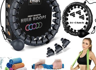 Smart Weighted Hula Hoop, Adjustable Fitness Exercise Weighted Hula Hoop - 27 Detachable Knots/Link