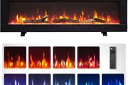 36"/92cm 3 in 1 Electric Fireplace with Logs, Freestanding, Wall Mounted, Recessed, 9 Colour Flame Effect, Media Wall Compatible, 900W - 1800W Heater, Remote Control