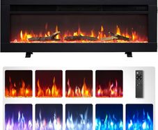 36"/92cm 3 in 1 Electric Fireplace with Logs, Freestanding, Wall Mounted, Recessed, 9 Colour Flame Effect, Media Wall Compatible, 900W - 1800W Heater, Remote Control