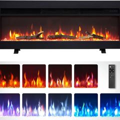 36"/92cm 3 in 1 Electric Fireplace with Logs, Freestanding, Wall Mounted, Recessed, 9 Colour Flame Effect, Media Wall Compatible, 900W - 1800W Heater, Remote Control