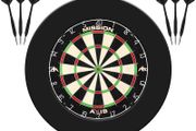 NEW SALE | Darts and Dartboard Complete Bundle Including Surround and Oche with 2 Sets of Darts, Black