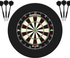NEW SALE | Darts and Dartboard Complete Bundle Including Surround and Oche with 2 Sets of Darts, Black