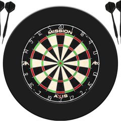 NEW SALE | Darts and Dartboard Complete Bundle Including Surround and Oche with 2 Sets of Darts, Black