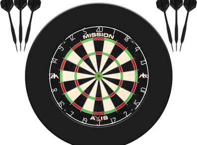 NEW SALE | Darts and Dartboard Complete Bundle Including Surround and Oche with 2 Sets of Darts, Black