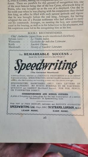 Shakuntala. Great Play Booklet No 6.1929. Rare Vintage. By The British Broadcasting Corporation.