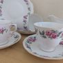 Queen Anne Bone China, tea set for 4 person, contains 11 pcs, including 4 tea cups, 4 saucers, a milk jar, a sugar bowl and a cookie serving plate 22cm. Impeccable conditions, looks like a new one, any scratches, cracks or cips. Image 3