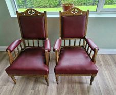 Antique leather armchairs