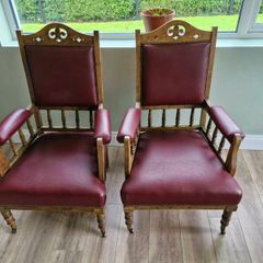 Antique leather armchairs