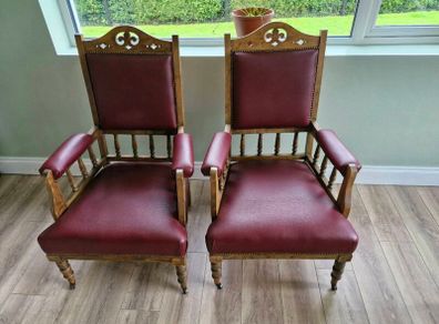 Antique leather armchairs