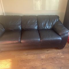 Free Black leather couch and foot rest