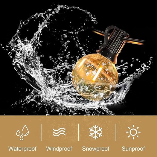MASSIVE SALE Outdoor LED String Lights 36.5M/120FT, G40 Globe Patio Lights Energy Saving with 62 Bulbs(2 Spare), Waterproof Shatterproof Hanging Connectable Festoon Lights for Outside Garden Backyard MULTIPLE SIZES AVAILABLE