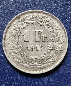 1945 B Switzerland 1 Franc Helvetia standing silver