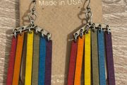 Brand New Green Tree Wood Cut Rainbow Earrings
