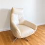 Comfortable Cream Genuine Leather Swivel Recliner Armchair Image 2