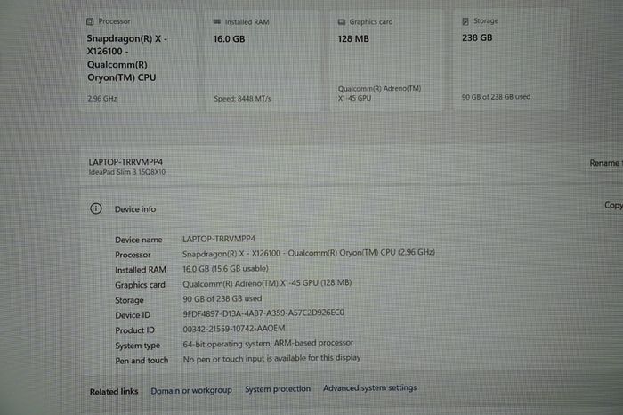 Lenovo IdeaPad Slim 3 15.3" | Snapdragon X | 16GB | 256GB | Premium Care Warranty