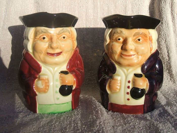 A pair of vintage No.2 toby jugs by SHORTER & SON LTD of Staffordshire (1930's - 1950's)