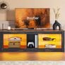 TV Stand Cabinet 140CM Modern TV Unit with Glass Shelf RGB LED Lighted for 65" TVs TV Entertainment Unit with Ambient Lights for Living Room Bedroom (FREE POSTAGE) Image 3