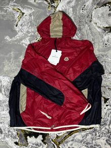 Moncler Tri-Color Windbreaker Jacket XXL Red/Navy/Beige