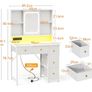 Dressing Table with Adjustable LED Mirror Built in USB Power Outlets RGB Light Strip Vanity Desk with 5 Fabric Drawers 3 Layer Shelves White Makeup Desk 90 40 139cm Image 2
