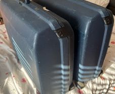 2 American tourist hard shell suitcases