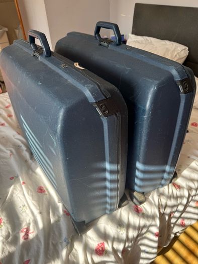 2 American tourist hard shell suitcases