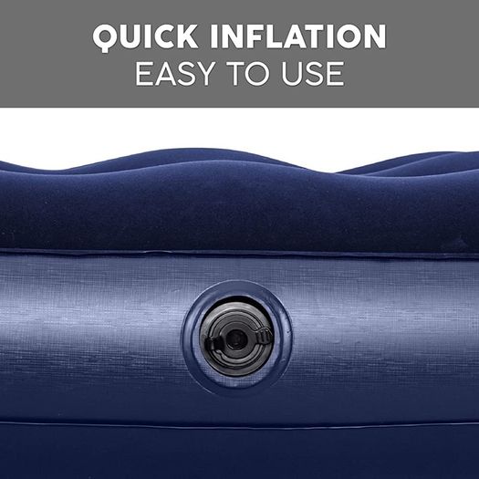 Single Size Air Bed | Inflatable Outdoor, Indoor Airbed for Camping, Quick Inflation Air Mattress, Blue (FREE POSTAGE)