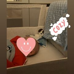 Tutti Bambini CoZee Lite Bedside Crib Charcoal next to me cot