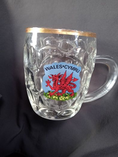 Vintage Half Pint Glass / Tankard  Wales+cymru