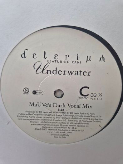 Delerium ft. Rani  Underwater (Rare 2001 UK 2x12" Vinyl Promo) NM Vinyl