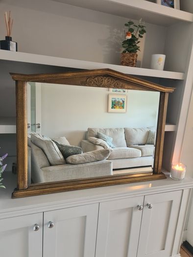 Elegant Gold Overmantle Mirror  Large Statement Piece