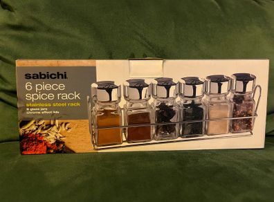 Sabichi 6 Piece Spice Rack and Jars