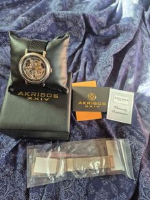 Akribos XXIV Skeleton watch for men