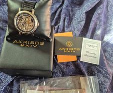 Akribos XXIV Skeleton watch for men