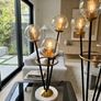New Large Marble and Brass Triple Globe Table Lamp Image 2
