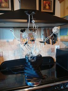 Black and silver decorative lamp