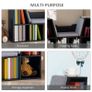 6 Cube Bookcase with Cushioned Seat, Cube Storage Shelf, Bookshelf Organizer for Study, Reading Corner, Black Image 3