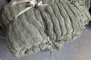 Sage green knitted throw
