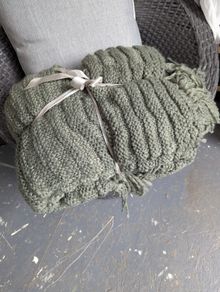Sage green knitted throw
