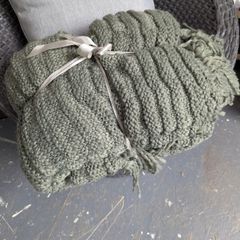 Sage green knitted throw
