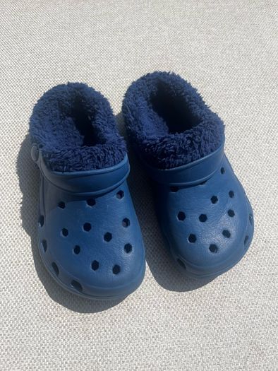 Blue Clogs with Removable Fuzzy Slipper Linings