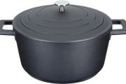 Casserole Dish With Lid, Medium 4L/24 cm, Lightweight Cast Aluminium, Induction Hob And Oven Safe, Black