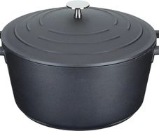 Casserole Dish With Lid, Medium 4L/24 cm, Lightweight Cast Aluminium, Induction Hob And Oven Safe, Black