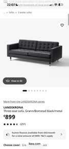 Ikea landskrona 2 Seater & 3 Seater Sofa Set Black