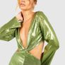BOOHOO Sequin Flare Sleeve Cut Out Midaxi Dress Size 12! Image 4